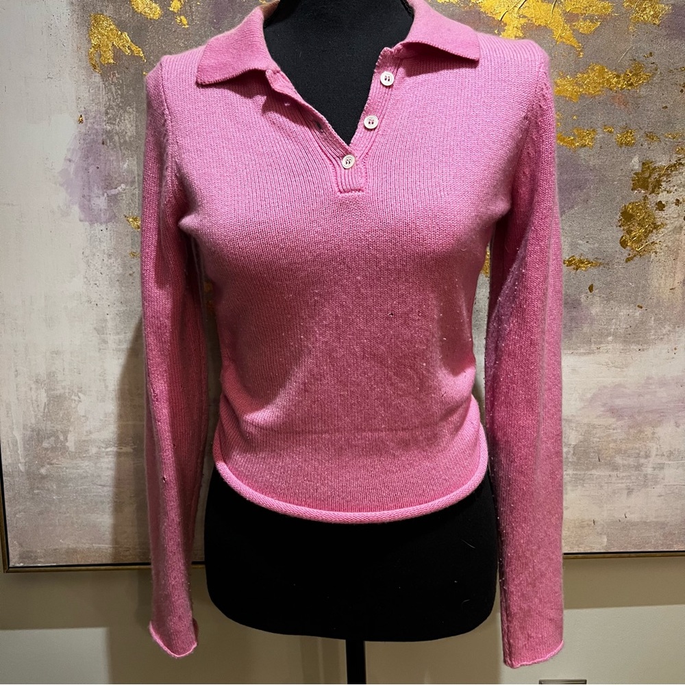 Frankie’s Bikinis Pink Backless Cashmere Polo‎